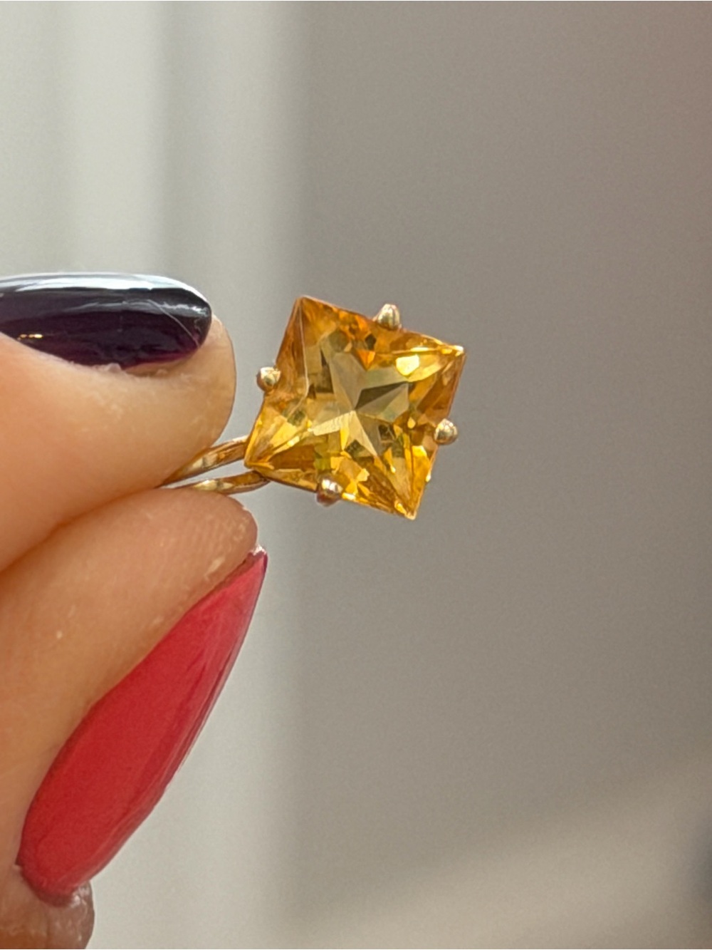 14k gold citrine charm pendant